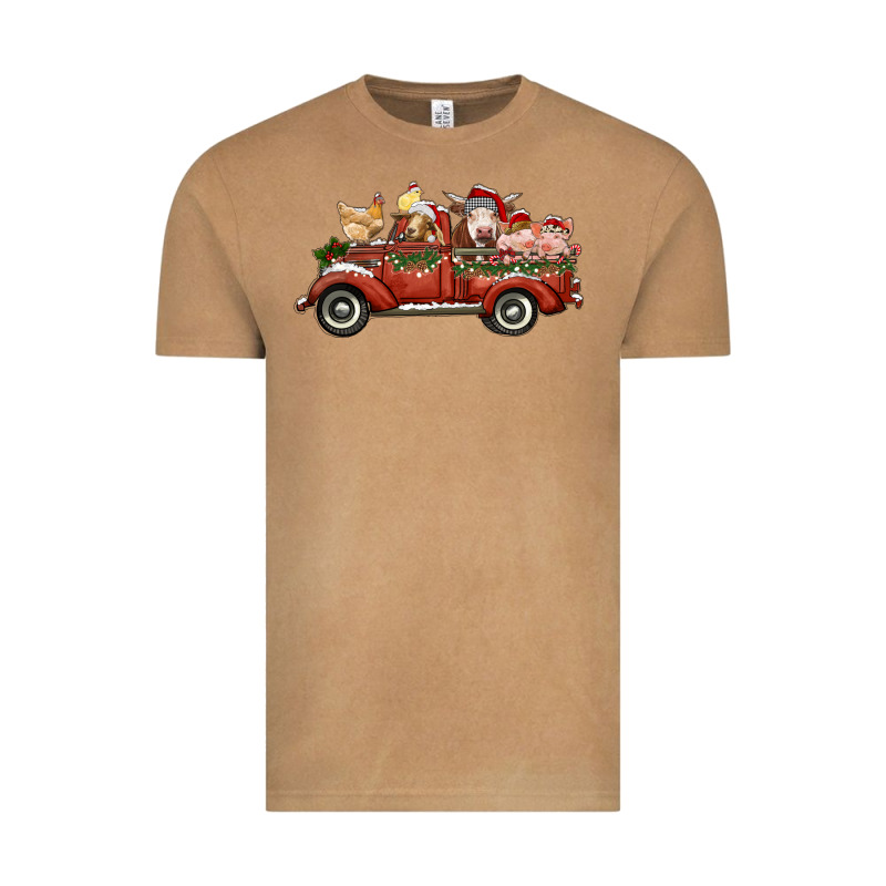 Christmas Truck With Farm Animals Vintage Tee by RanaPortraitStore | Teevron