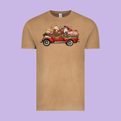 Christmas Truck With Farm Animals Vintage Tee Designed By Ranaportraitstore