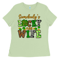 Matcha St. Patrick's Somebody’s lucky ass wife Ladies Tee - OliviaCreatesArt