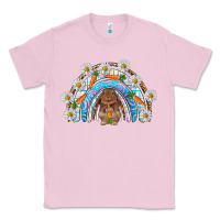 Bubblegum Pink Easter Bunny with carrot rainbow Easter Day Classic Tee - HowdyJamesFarm