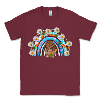 Burgundy Easter Bunny with carrot rainbow Easter Day Classic Tee - HowdyJamesFarm