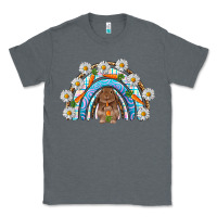 Charcoal Heather Easter Bunny with carrot rainbow Easter Day Classic Tee - HowdyJamesFarm