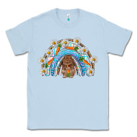 Dusty Blue Easter Bunny with carrot rainbow Easter Day Classic Tee - HowdyJamesFarm