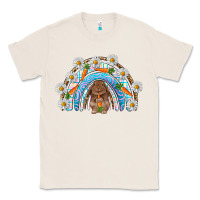 Natural Easter Bunny with carrot rainbow Easter Day Classic Tee - HowdyJamesFarm