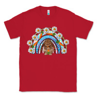 Red Easter Bunny with carrot rainbow Easter Day Classic Tee - HowdyJamesFarm