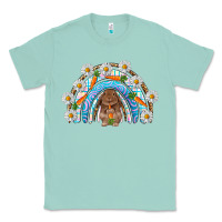 Seafoam Easter Bunny with carrot rainbow Easter Day Classic Tee - HowdyJamesFarm