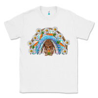 White Easter Bunny with carrot rainbow Easter Day Classic Tee - HowdyJamesFarm