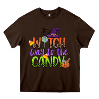 Chocolate Brown witch way to the candy Heavy Core Tee - CowGirlArtShop