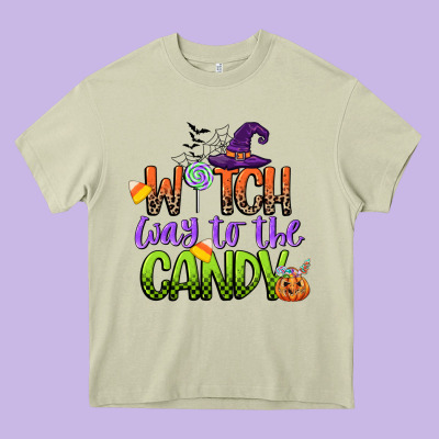 Witch Way To The Candy Heavy Core Tee Designed By Cowgirlartshop