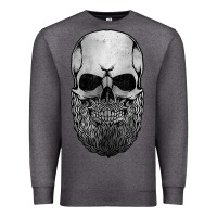 Charcoal Heather creepy bald and bearded skull for halloween & skeletons fans t shirt Premium Sweatshirt - baoMotion