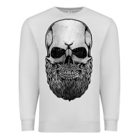 Dove Grey creepy bald and bearded skull for halloween & skeletons fans t shirt Premium Sweatshirt - baoMotion
