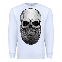 White creepy bald and bearded skull for halloween & skeletons fans t shirt Premium Sweatshirt - baoMotion