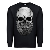 Black creepy bald and bearded skull for halloween & skeletons fans t shirt Premium Sweatshirt - baoMotion