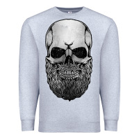 Heather Grey creepy bald and bearded skull for halloween & skeletons fans t shirt Premium Sweatshirt - baoMotion