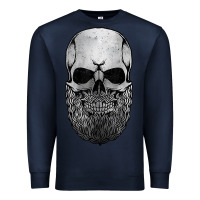 Navy creepy bald and bearded skull for halloween & skeletons fans t shirt Premium Sweatshirt - baoMotion
