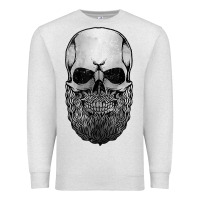 Oatmeal Heather creepy bald and bearded skull for halloween & skeletons fans t shirt Premium Sweatshirt - baoMotion