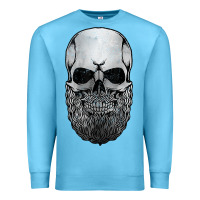 Ocean Blue creepy bald and bearded skull for halloween & skeletons fans t shirt Premium Sweatshirt - baoMotion
