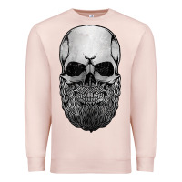 Pale Pink creepy bald and bearded skull for halloween & skeletons fans t shirt Premium Sweatshirt - baoMotion