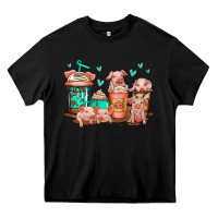 Black cute pigs coffee Heavy Core Tee - Jasminsmagicworld