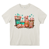 Cream cute pigs coffee Heavy Core Tee - Jasminsmagicworld