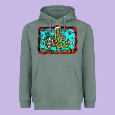 Merry & Bright Heavyweight Hoodie Designed By Jahusdesignshop
