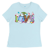 Baby Blue Easter Day Love Nurse Ladies Tee - OliviaCreatesArt