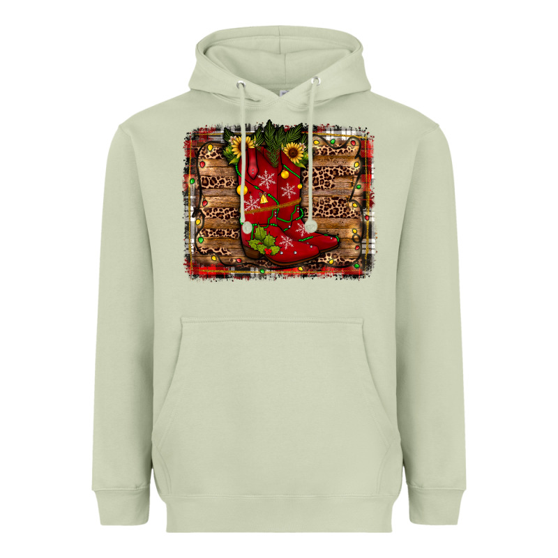 Cowboy Boots Christmas Heavyweight Hoodie by JahusDesignShop | Teevron