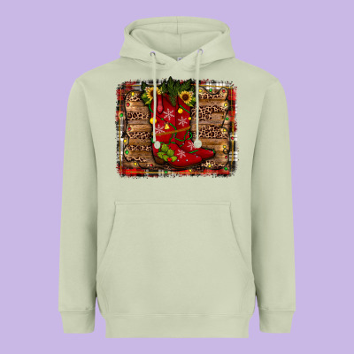 Cowboy Boots Christmas Heavyweight Hoodie Designed By Jahusdesignshop