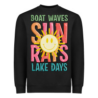 Black boat waves sun rays lake days Heavyweight Sweatshirt - JahusDesignShop