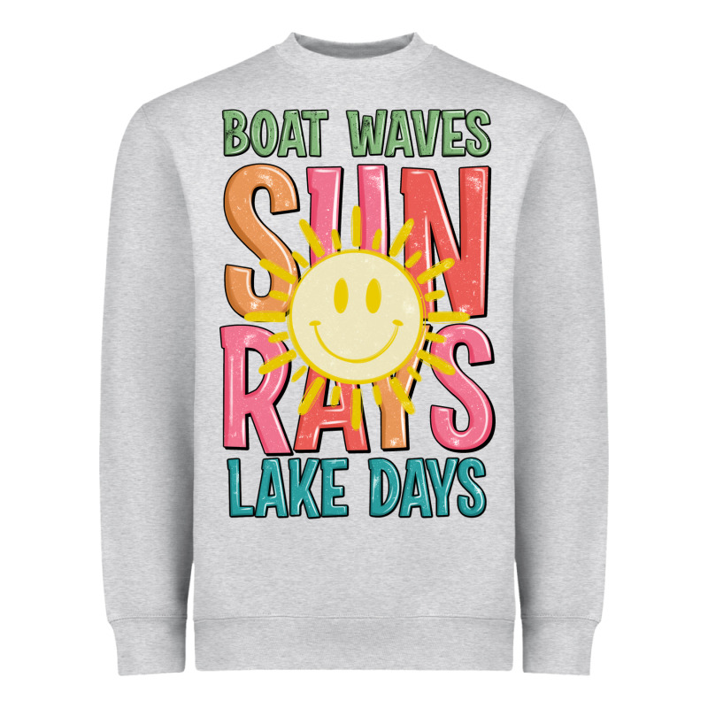 Boat Waves Sun Rays Lake Days Heavyweight Sweatshirt by JahusDesignShop | Teevron
