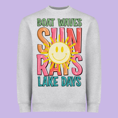 Boat Waves Sun Rays Lake Days Heavyweight Sweatshirt Designed By Jahusdesignshop