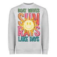 Heather Grey boat waves sun rays lake days Heavyweight Sweatshirt - JahusDesignShop