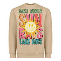Mushroom boat waves sun rays lake days Heavyweight Sweatshirt - JahusDesignShop
