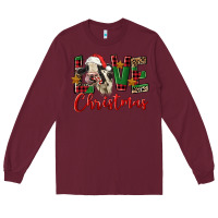 Burgundy love christmas holstein heifer Long Sleeve Tee - FaDigitalArtStudio