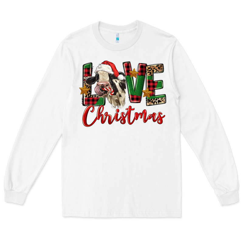Love Christmas Holstein Heifer Long Sleeve Tee by FaDigitalArtStudio | Teevron
