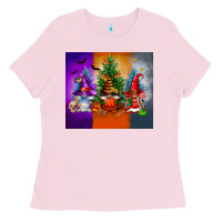 Bubblegum Pink halloween gnomes Ladies Tee - FaDigitalArtStudio