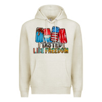Oatmeal Heather tasted like freedom Premium Hoodie - RacoonDesign