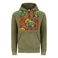Vintage Olive fall truck seamless pattern Vintage Hoodie - BundleAndBundleShop