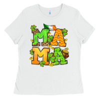 White St. Patrick's Day mama Ladies Tee - OliviaCreatesArt