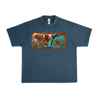 Midnight Navy texas longhorn with aztec tiger and  leopard Urban Heavy Tee - RanaPortraitStore