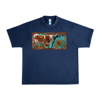 Navy texas longhorn with aztec tiger and  leopard Urban Heavy Tee - RanaPortraitStore