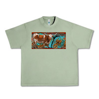 Oil Green texas longhorn with aztec tiger and  leopard Urban Heavy Tee - RanaPortraitStore