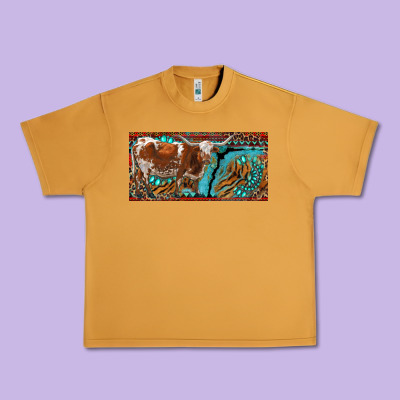 Texas Longhorn With Aztec Tiger And  Leopard Urban Heavy Tee Designed By Ranaportraitstore
