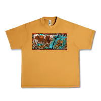 Peanut Butter texas longhorn with aztec tiger and  leopard Urban Heavy Tee - RanaPortraitStore
