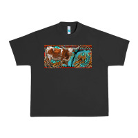 Pigment Black texas longhorn with aztec tiger and  leopard Urban Heavy Tee - RanaPortraitStore