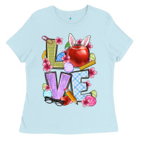 Baby Blue Easter love Teacher Ladies Tee - OliviaCreatesArt