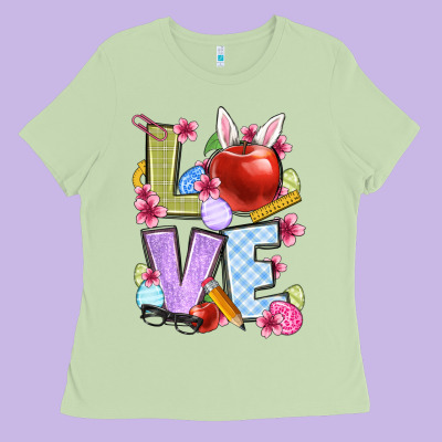 Easter Love Teacher Ladies Tee Designed By Oliviacreatesart