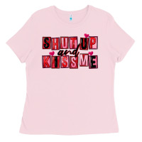 Bubblegum Pink Shut up and kiss me Ladies Tee - FaDigitalArtStudio