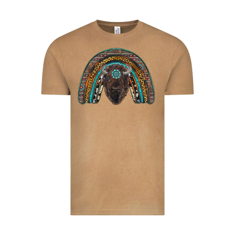 Western Rainbow With Bison Vintage Tee by RanaPortraitStore | Teevron