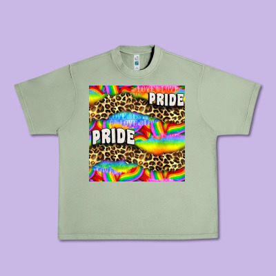 Pride Lgbtq Leopard With Love And Rainbow Seamless Urban Heavy Tee Designed By Bundleandbundleshop